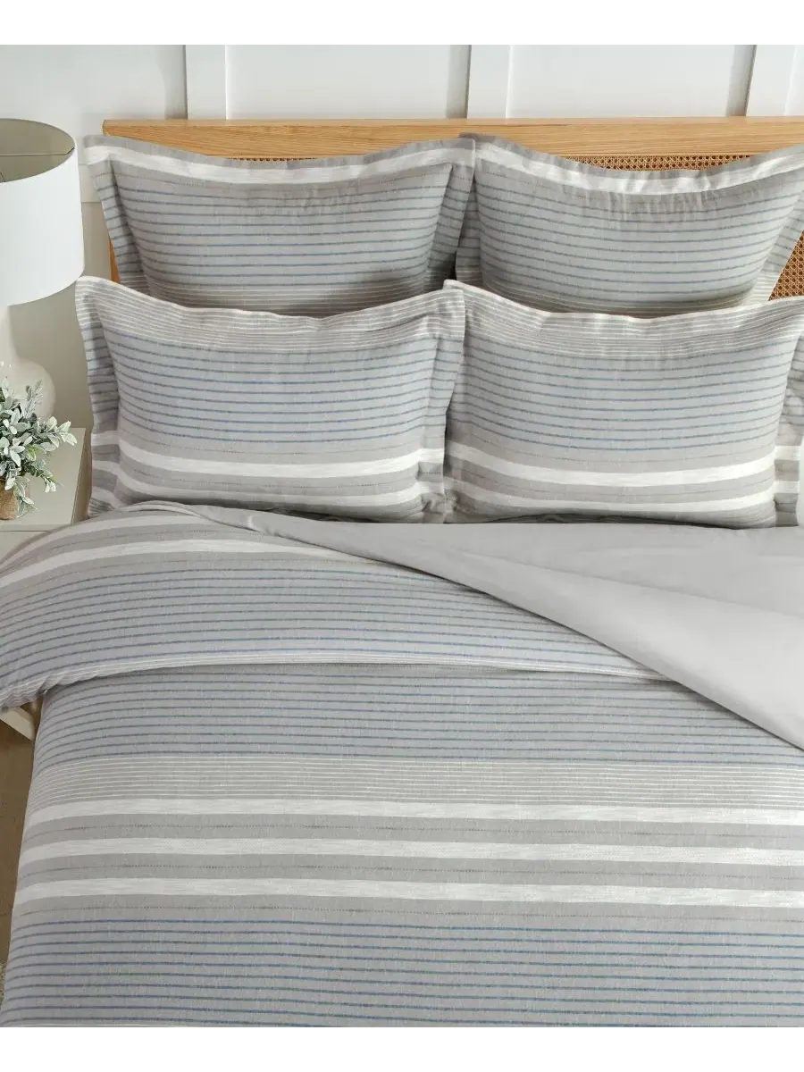 Комплект пододеяльника Hawthorn Stripes Reversible, King/California King Levtex Home — изображение 2 из 6, серый
