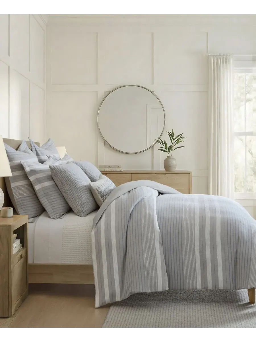 Комплект пододеяльника Hawthorn Stripes Reversible, King/California King Levtex Home — изображение 3 из 6, серый