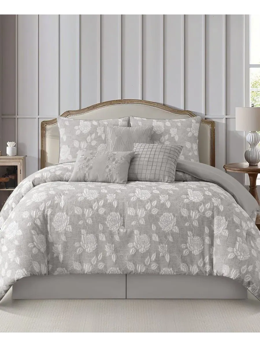 Комплект постельного белья Leana Floral, California King Stratford Park — изображение 1 из 6, серый