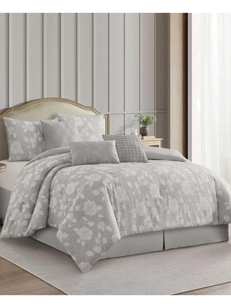 Комплект постельного белья Leana Floral, California King Stratford Park — изображение 2 из 6, серый