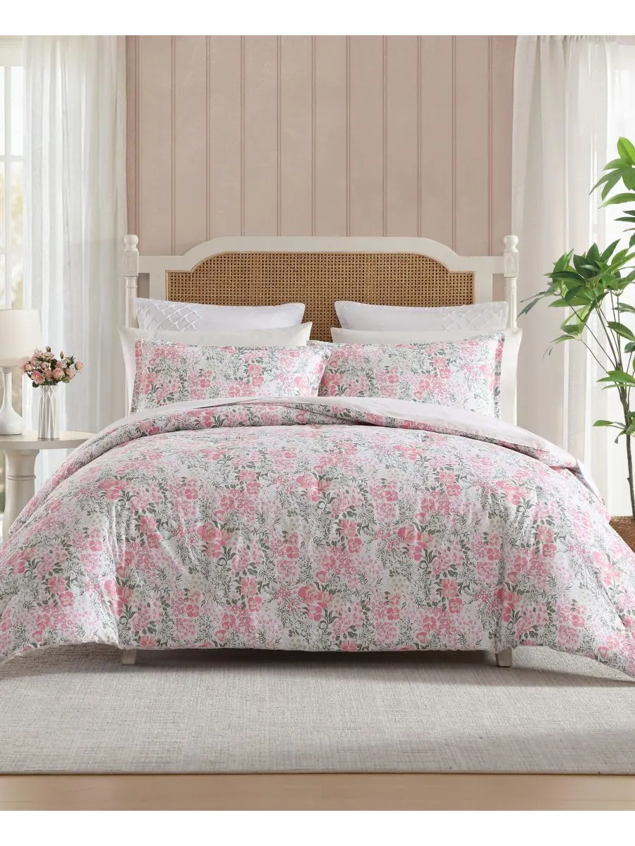 Комплект постельного белья Heather Garden из 3 предметов, размер Full/Queen Laura Ashley — изображение 1 из 7, розовый