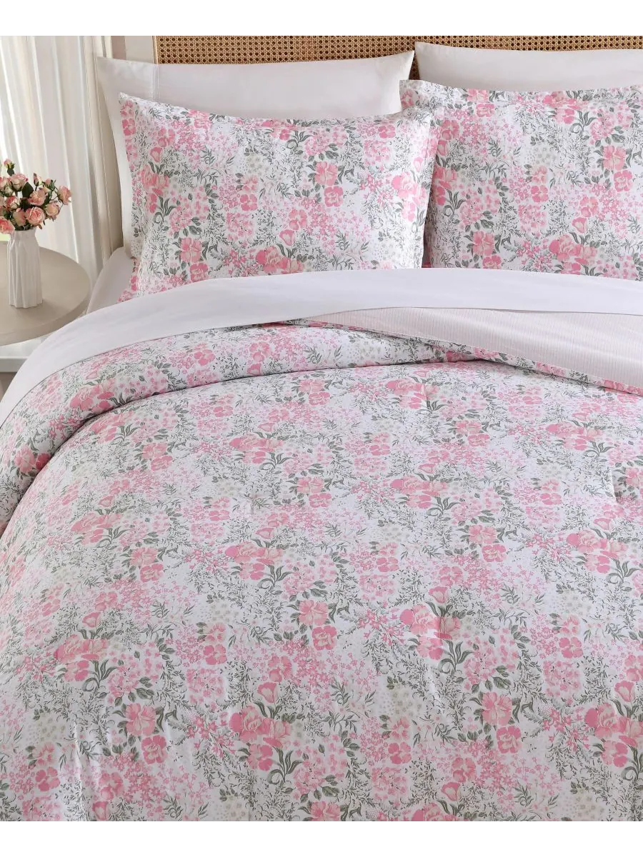Комплект постельного белья Heather Garden из 3 предметов, размер Full/Queen Laura Ashley — изображение 3 из 7, розовый