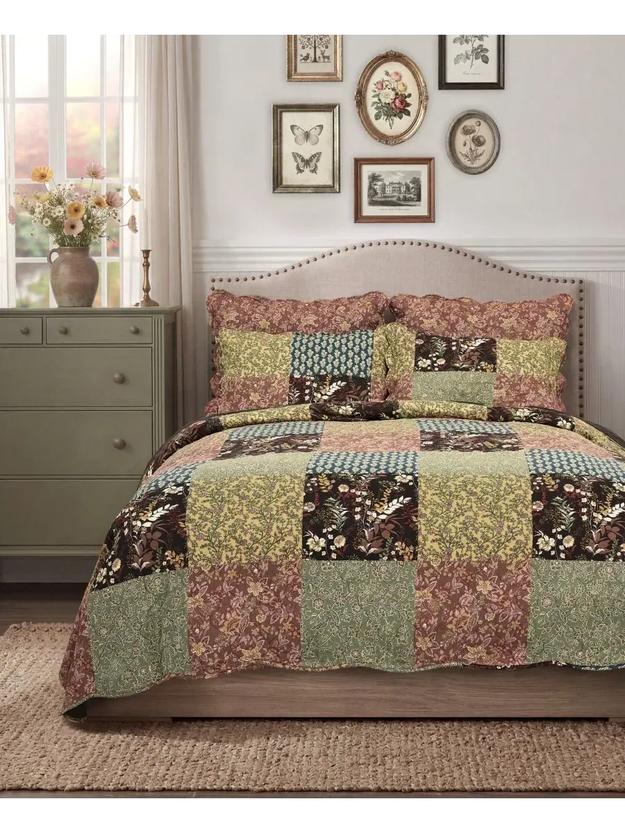 Комплект стеганого одеяла Hazel Reversible 2-Piece Quilt Set, Twin Greenland Home Fashions — изображение 4 из 5, мульти