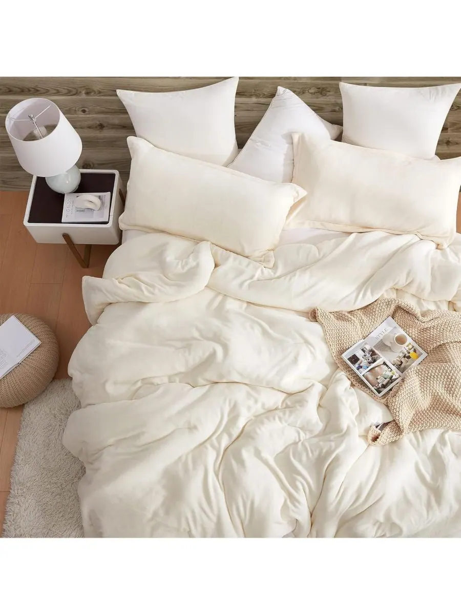 Уютный комплект постельного белья Git Cozy Taupe White Oversized из 3 предметов Coma Inducer — изображение 2 из 3, белый