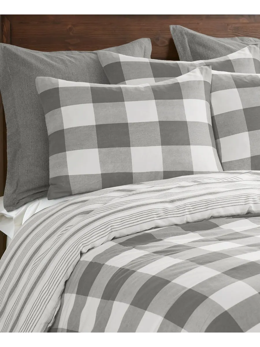 Комплект постельного белья Home Camden Buffalo Check из 3 предметов, размер Full/Queen Levtex — изображение 3 из 3, серый