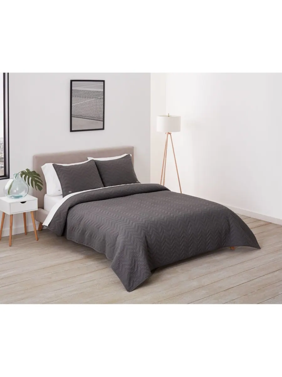 Комплект постельного белья с узором «елочка», размер King Lacoste Home — изображение 1 из 3, серый