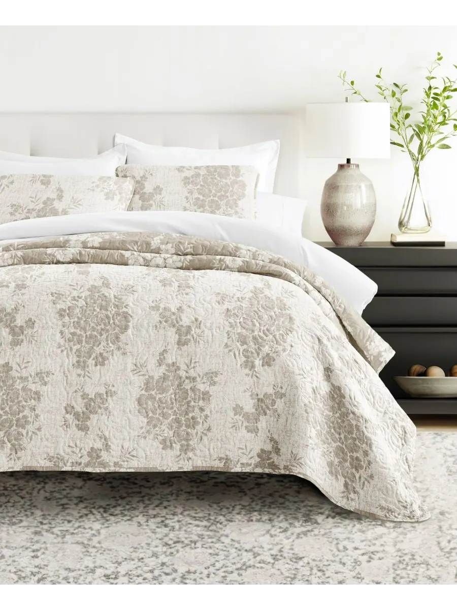Двусторонний комплект постельного белья Distressed Bouquet из 2 предметов, размер Twin/Twin XL — изображение 9 из 10, тауп