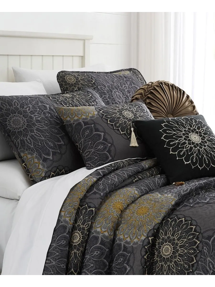 Комплект постельного белья Midnight Floral из 5 предметов, размер Twin/Twin XL Southshore Fine — изображение 2 из 4, черный