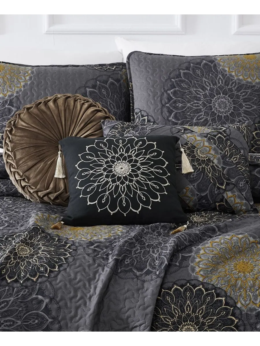 Комплект постельного белья Midnight Floral из 5 предметов, размер Twin/Twin XL Southshore Fine — изображение 3 из 4, черный