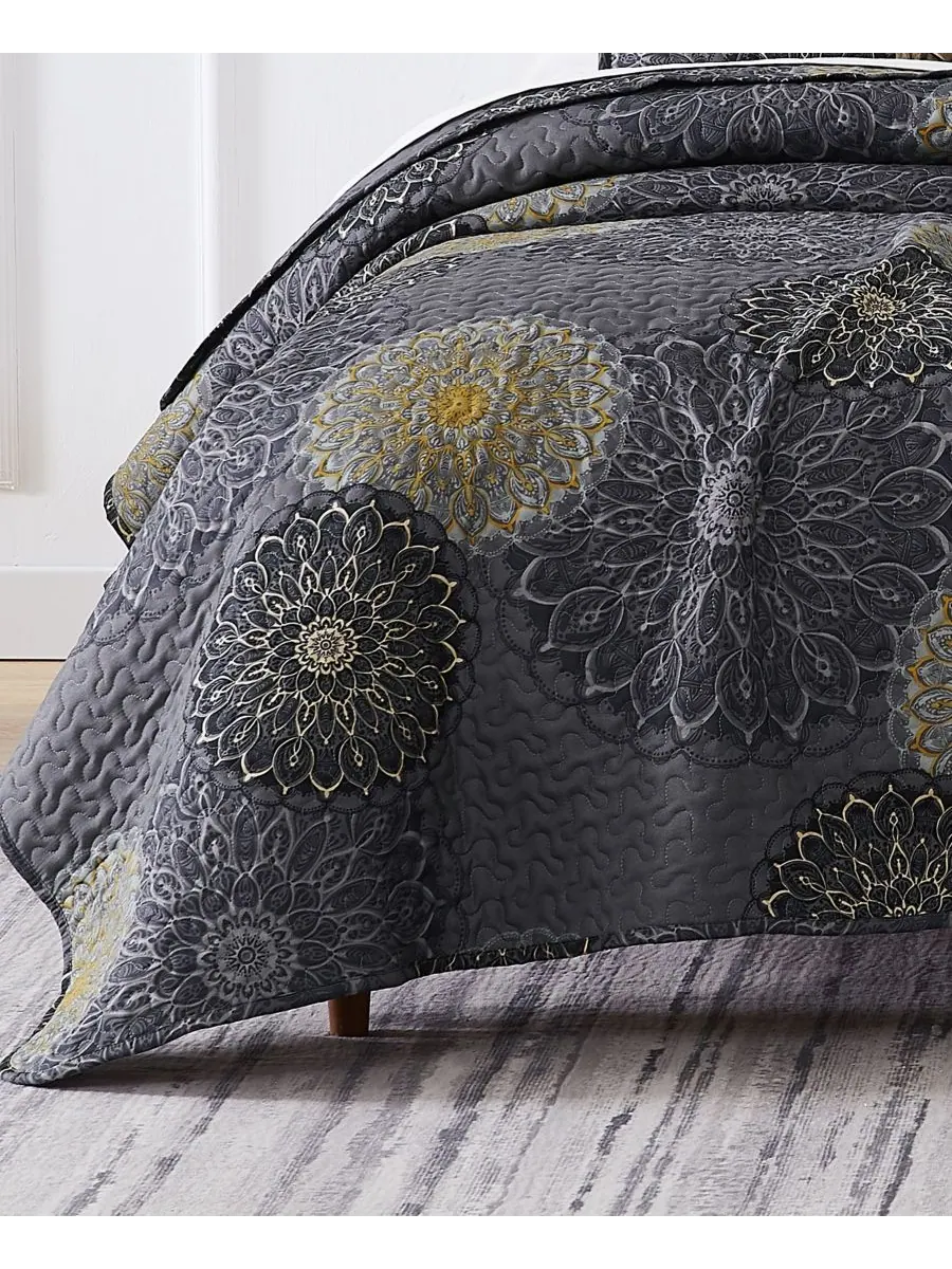 Комплект постельного белья Midnight Floral из 5 предметов, размер Twin/Twin XL Southshore Fine — изображение 4 из 4, черный