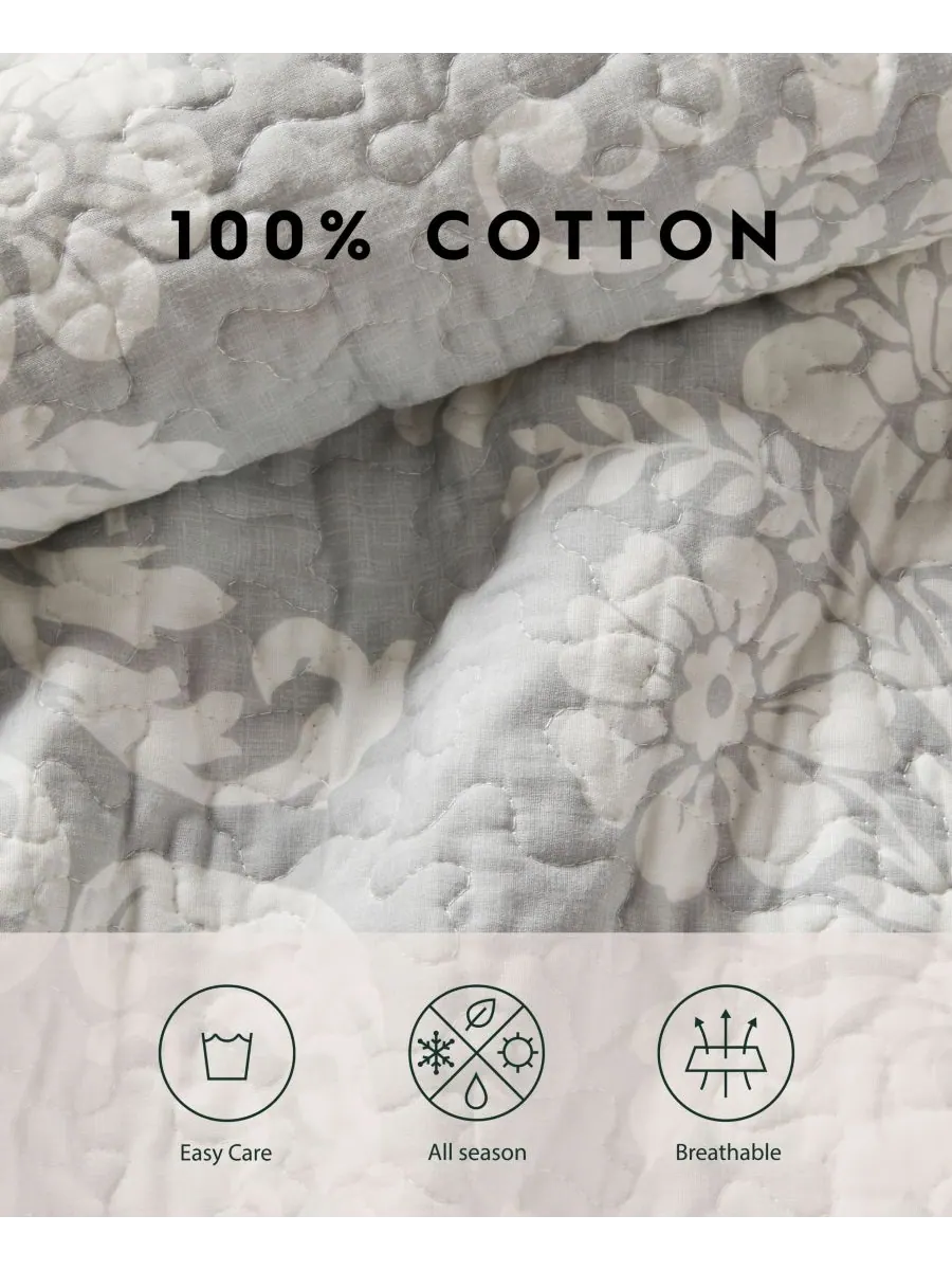 Комплект постельного белья Venetia Cotton, 3 предмета, двусторонний, размер King Laura Ashley — изображение 10 из 10, серый