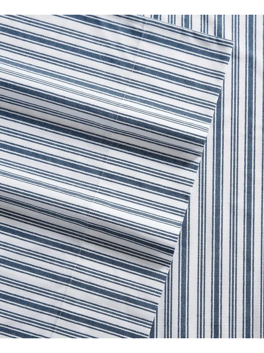 Комплект постельного белья Coleridge Stripe из хлопкового перкаля, 3 предмета, размер Twin XL — изображение 3 из 5, синий