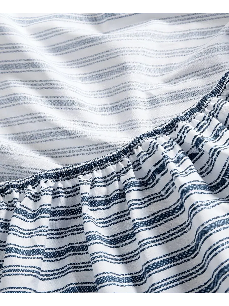 Комплект постельного белья Coleridge Stripe из хлопкового перкаля, 3 предмета, размер Twin XL — изображение 4 из 5, синий