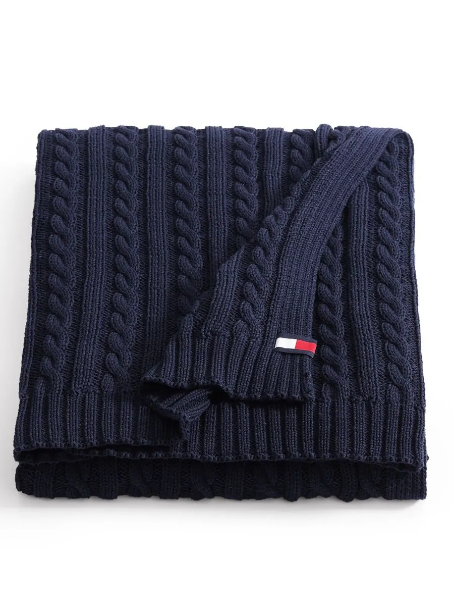 Плед из однотонной хлопковой вязки с косами, 70 x 50 дюймов Tommy Hilfiger