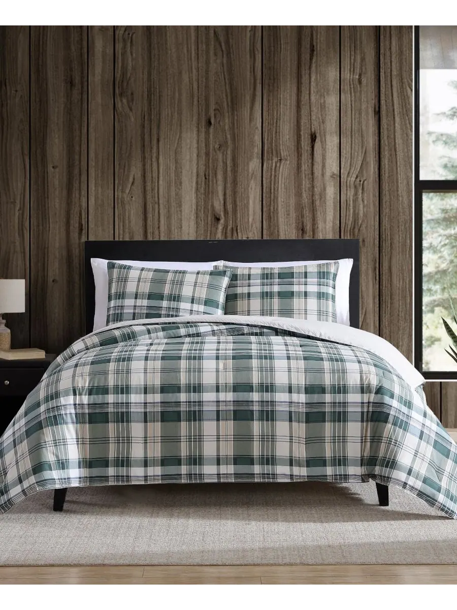 Комплект постельного белья Timbers Plaid, размер King Eddie Bauer — изображение 1 из 8, зеленый