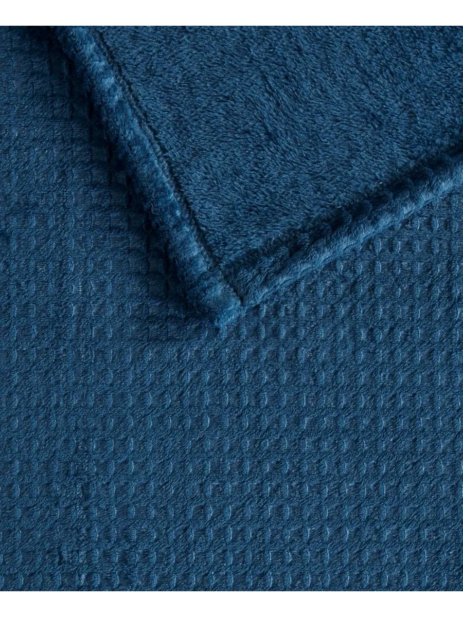 Плед из велсофта с вафельным узором, King Premier Comfort — изображение 4 из 4, темно-синий