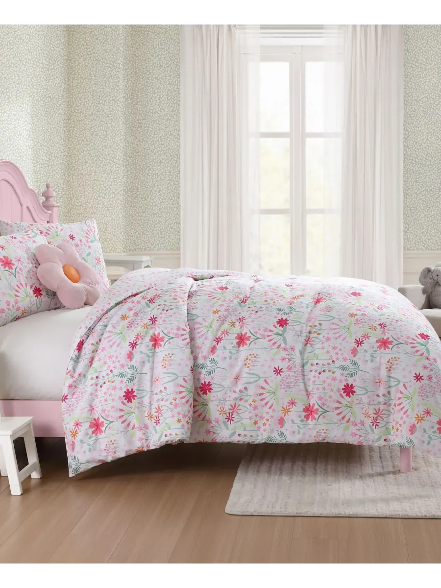 Комплект постельного белья Sunshine Flowers из микрофибры, 4 предмета, размер Full/Queen Laura — изображение 4 из 9, зеленый