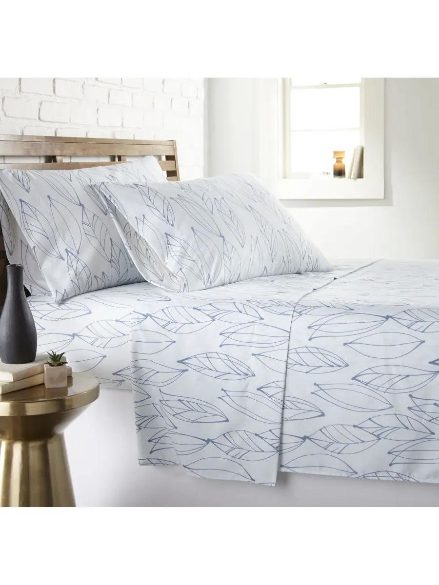 Комплект постельного белья Modern Foliage Ultra Soft из 4 предметов, размер Full Southshore Fine — изображение 2 из 3, белый