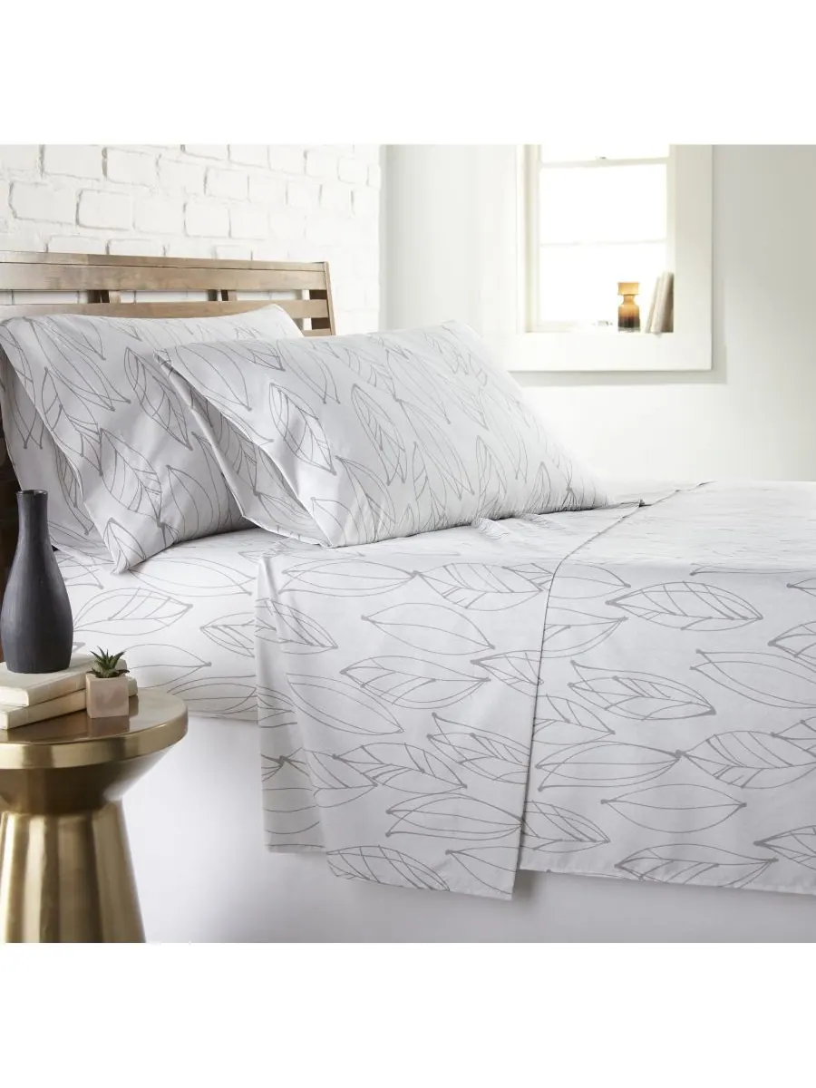 Комплект постельного белья Modern Foliage Ultra Soft из 4 предметов, размер Full Southshore Fine — изображение 2 из 3, белый