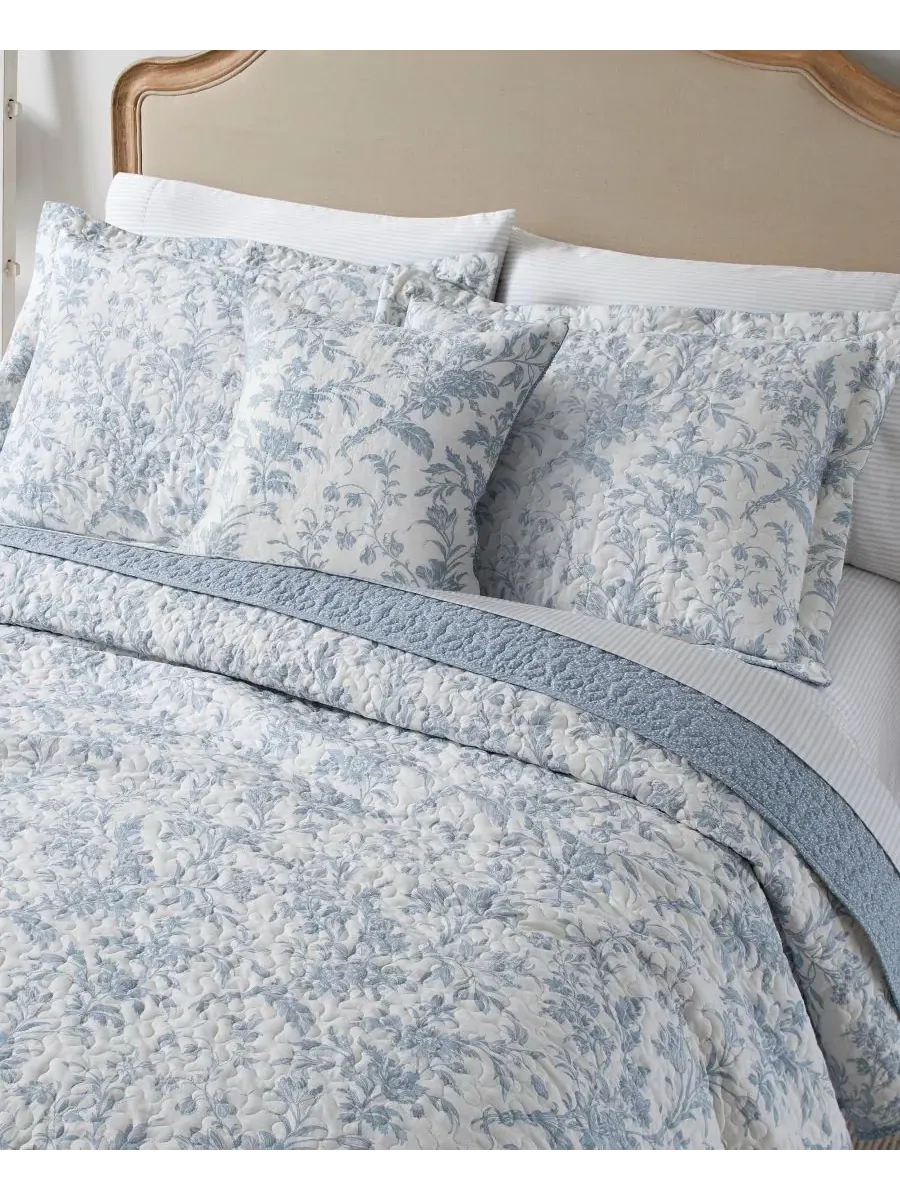Комплект постельного белья Amberley Cotton, двусторонний, 3 предмета, размер Twin Laura Ashley — изображение 7 из 10, синий
