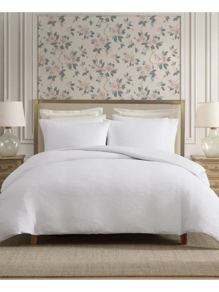 Комплект постельного белья из жатой марли, 3 предмета, размер King Laura Ashley — изображение 1 из 8, белый