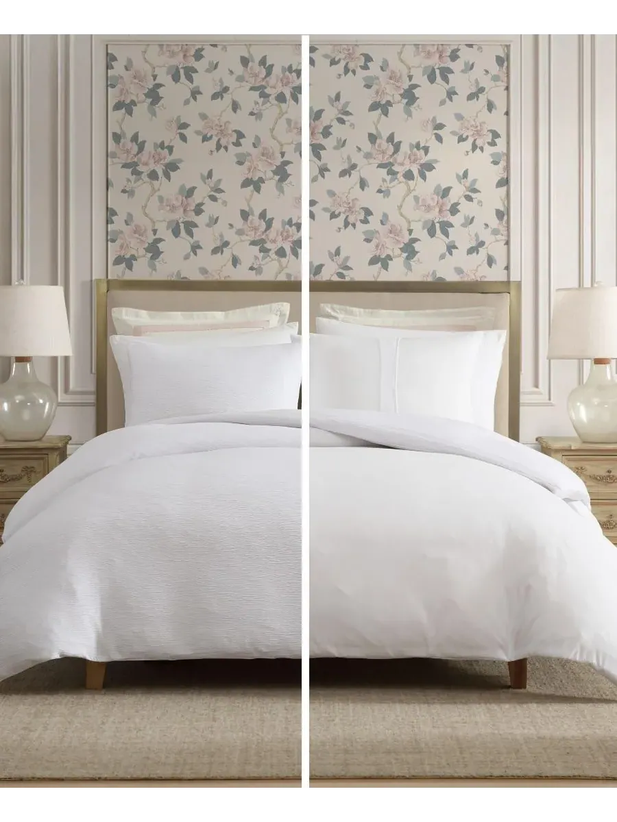Комплект постельного белья из жатой марли, 3 предмета, размер King Laura Ashley — изображение 4 из 8, белый