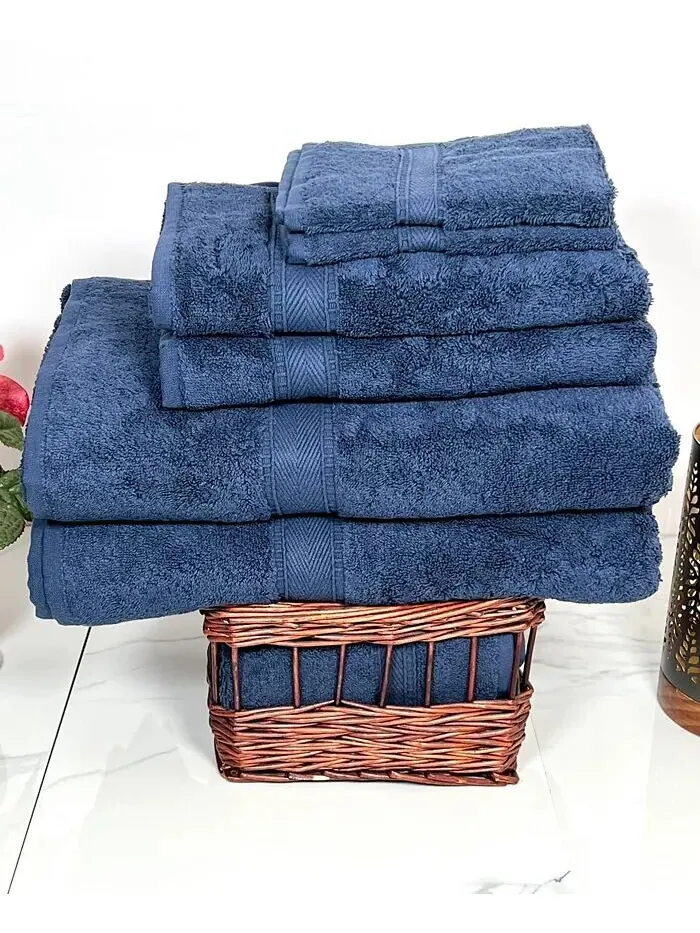 Набор роскошных полотенец OZAN PREMIUM HOME из турецкого хлопка, 6 шт — изображение 3 из 3, темно-синий