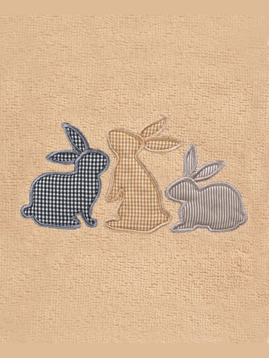 Набор роскошных полотенец для рук Bunny Row из 100% турецкого хлопка с вышивкой, размер 30 x 16 — изображение 3 из 3, бежевый