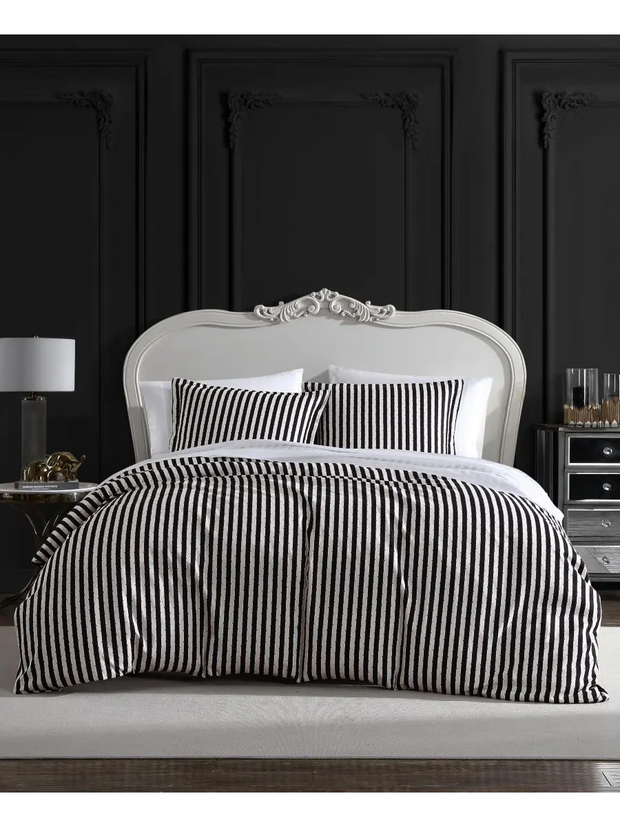 Комплект постельного белья Wonderland Stripe из 3 предметов, размер King Betsey Johnson — изображение 1 из 6, черный