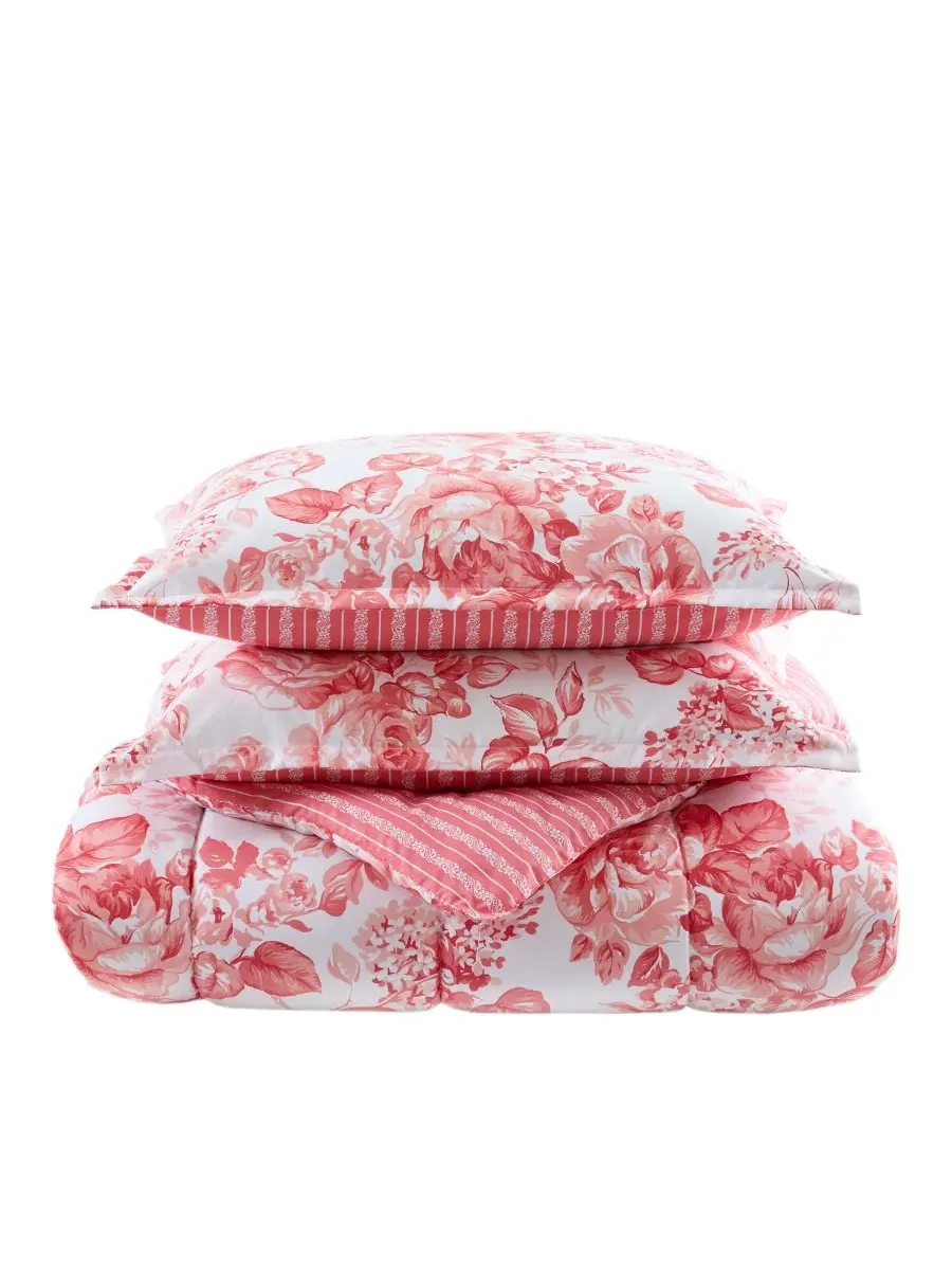 Комплект постельного белья Clarissa Floral из 3 предметов Addison Park, коралловый, размер Queen — изображение 3 из 10