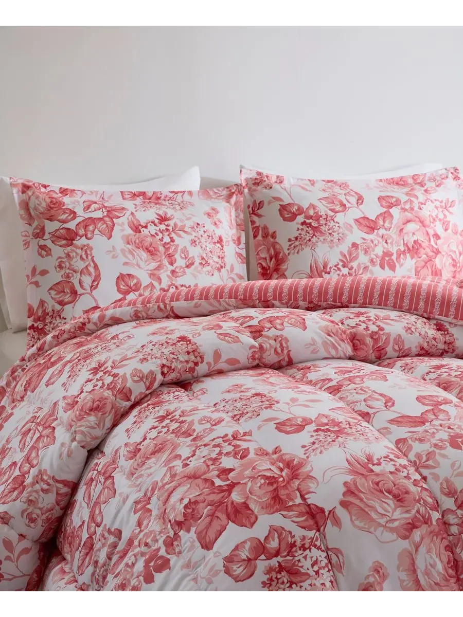 Комплект постельного белья Clarissa Floral из 3 предметов Addison Park, коралловый, размер Queen — изображение 4 из 10