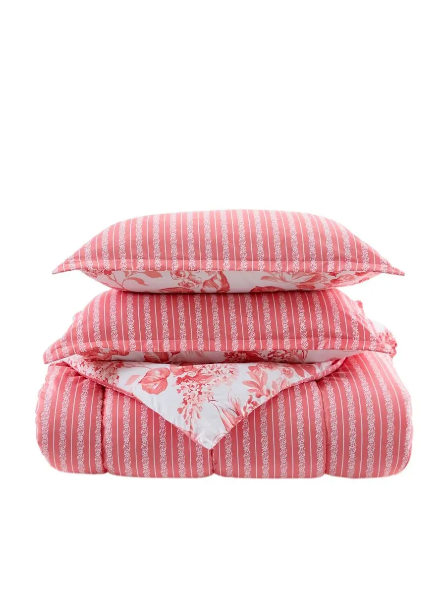 Комплект постельного белья Clarissa Floral из 3 предметов Addison Park, коралловый, размер Queen — изображение 5 из 10