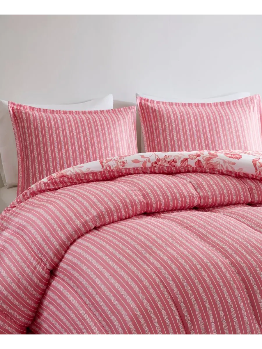 Комплект постельного белья Clarissa Floral из 3 предметов Addison Park, коралловый, размер Queen — изображение 6 из 10