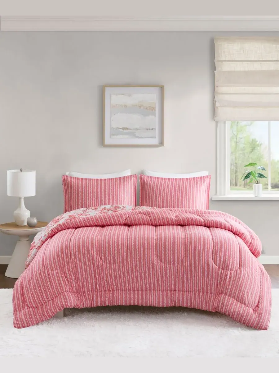 Комплект постельного белья Clarissa Floral из 3 предметов Addison Park, коралловый, размер Queen — изображение 9 из 10