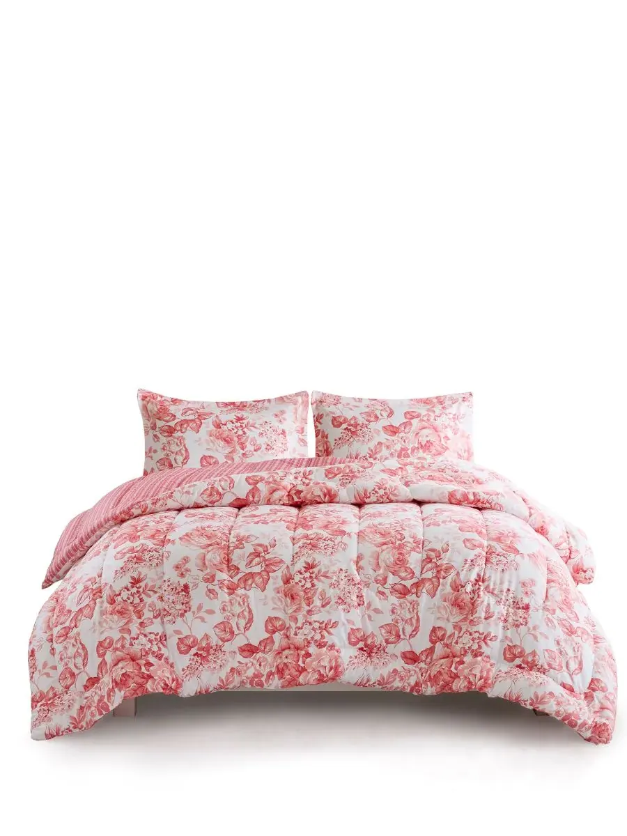 Комплект постельного белья Clarissa Floral из 3 предметов Addison Park, коралловый, размер Queen — изображение 10 из 10