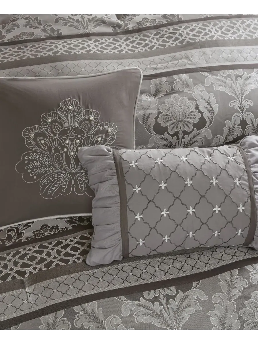 Комплект постельного белья Bellagio Jacquard из 7 предметов, размер Queen Madison Park — изображение 5 из 8, серый