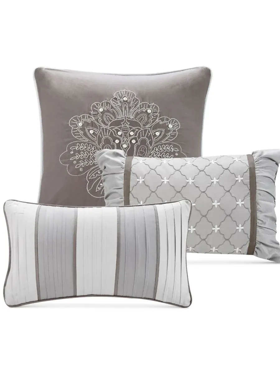 Комплект постельного белья Bellagio Jacquard из 7 предметов, размер Queen Madison Park — изображение 7 из 8, серый