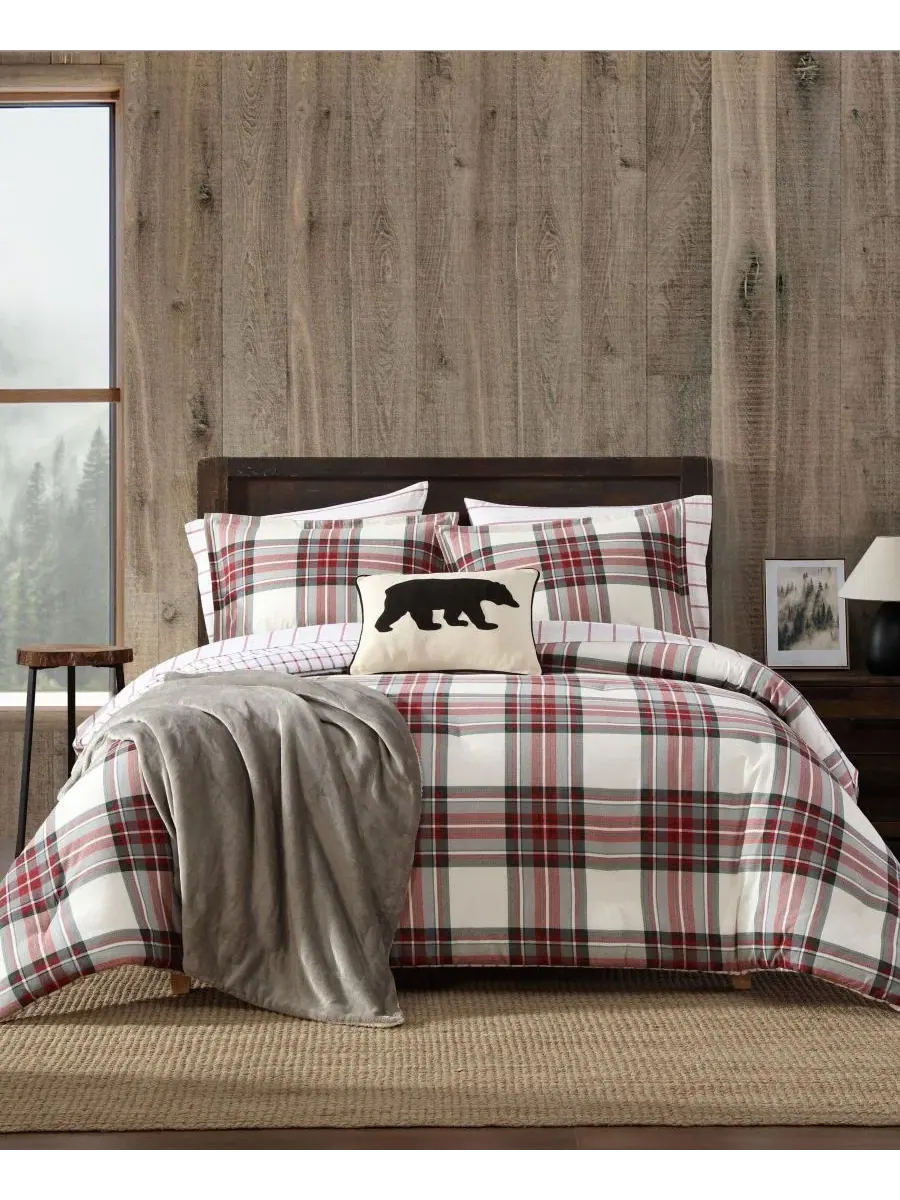 Комплект фланелевого одеяла с пледом Serenity Plaid, Full/Queen Eddie Bauer — изображение 1 из 7, красный