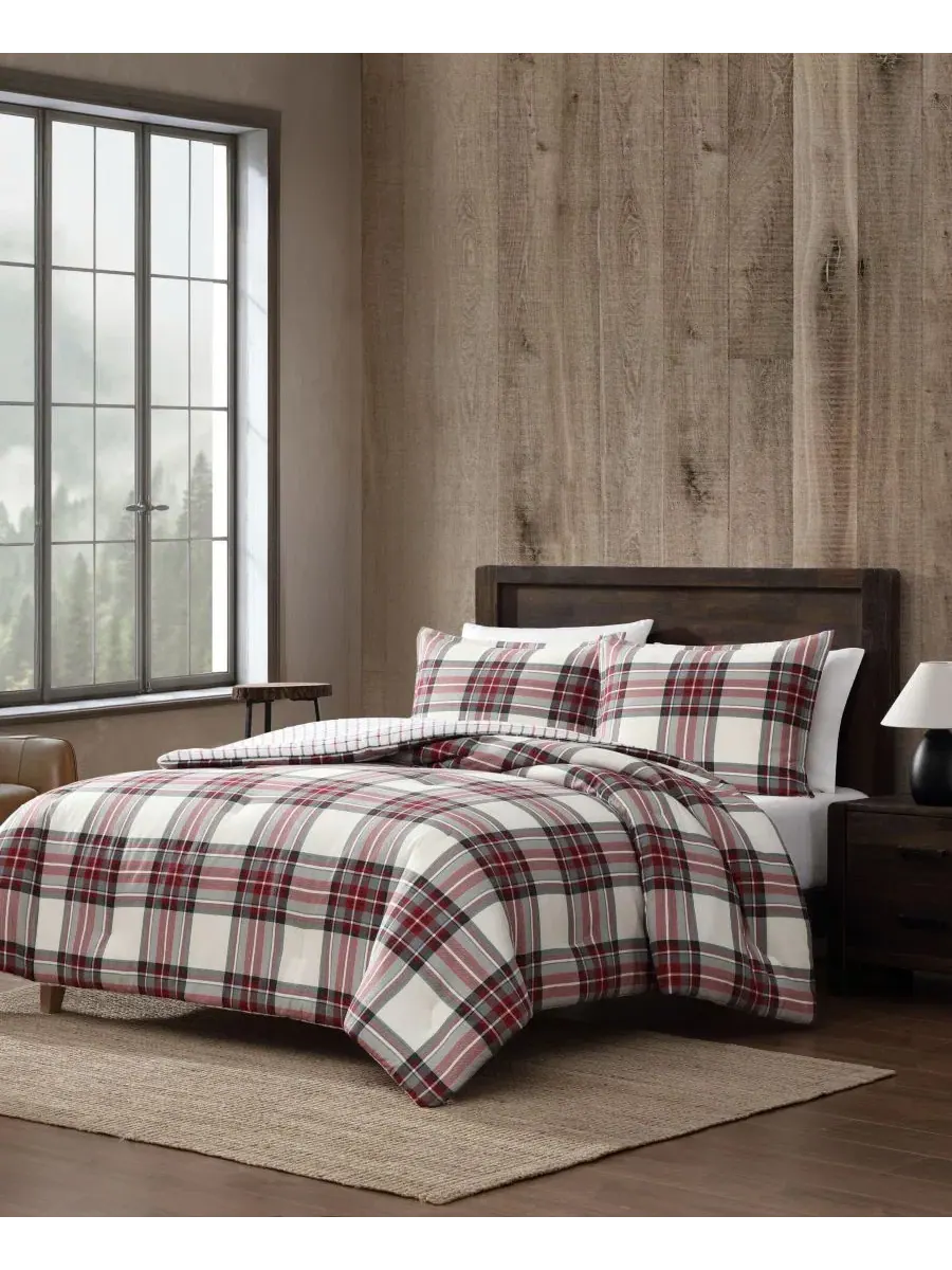Комплект фланелевого одеяла с пледом Serenity Plaid, Full/Queen Eddie Bauer — изображение 2 из 7, красный
