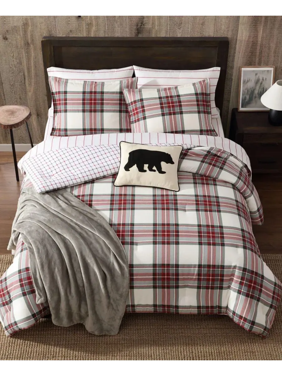 Комплект фланелевого одеяла с пледом Serenity Plaid, Full/Queen Eddie Bauer — изображение 3 из 7, красный
