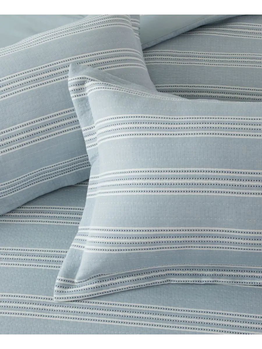 Комплект постельного белья Home Clayton Stripes Textured из 3 предметов, размер King/California — изображение 5 из 6, синий