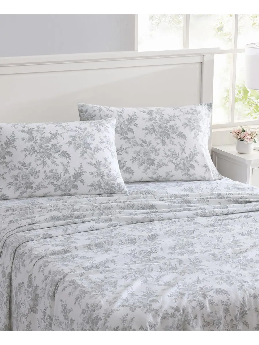 Комплект постельного белья из хлопковой фланели, 4 предмета, размер Queen Laura Ashley, цвет vanessa — изображение 2 из 6