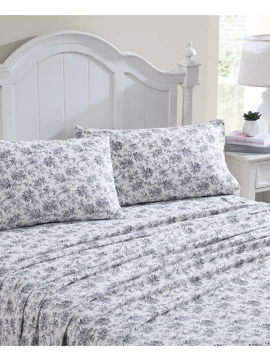 Комплект постельного белья из хлопковой фланели, 4 предмета, размер Queen Laura Ashley, цвет faye — изображение 2 из 5