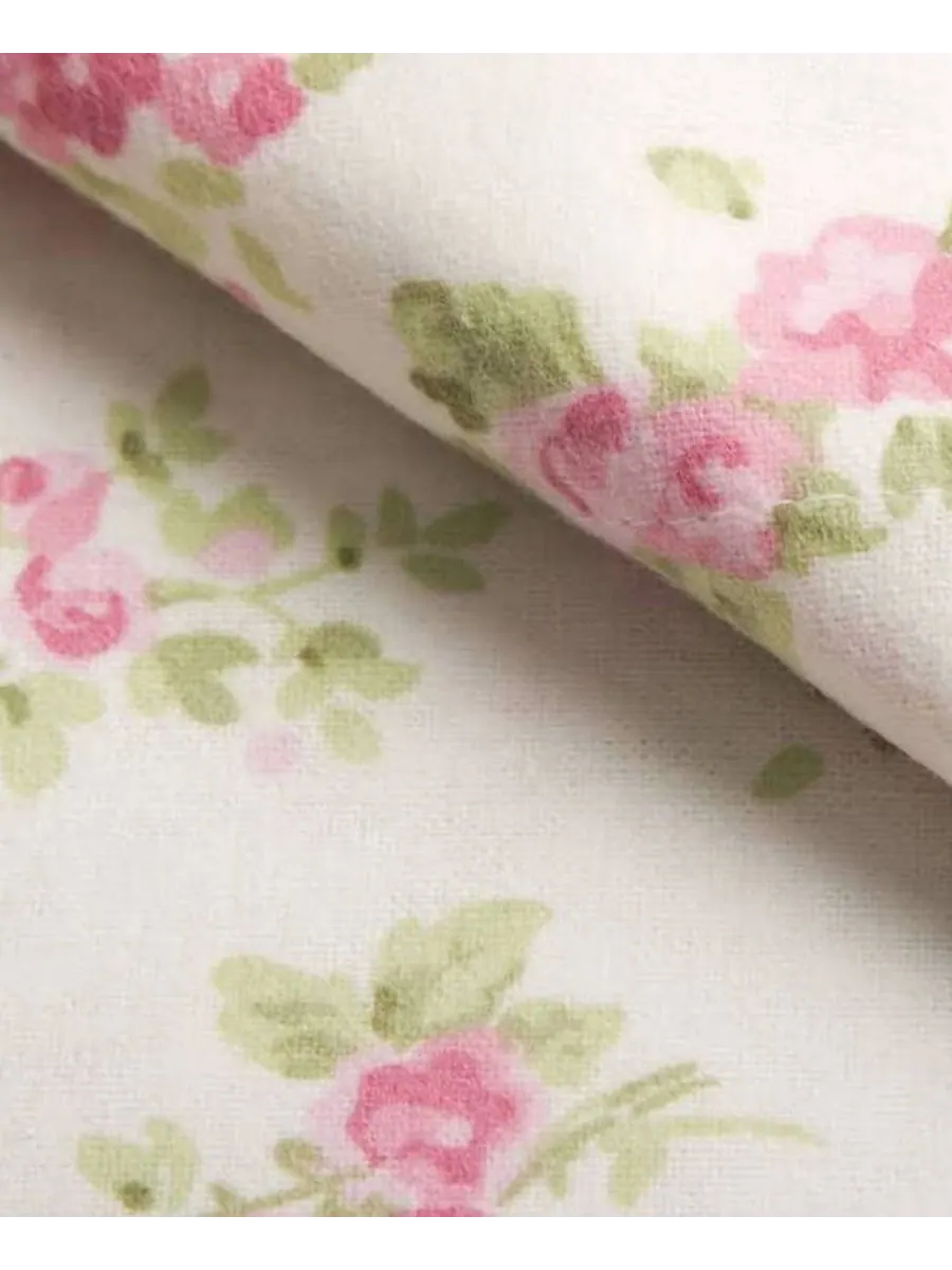 Комплект постельного белья из хлопковой фланели, 4 предмета, размер Queen Laura Ashley — изображение 2 из 2, розовый