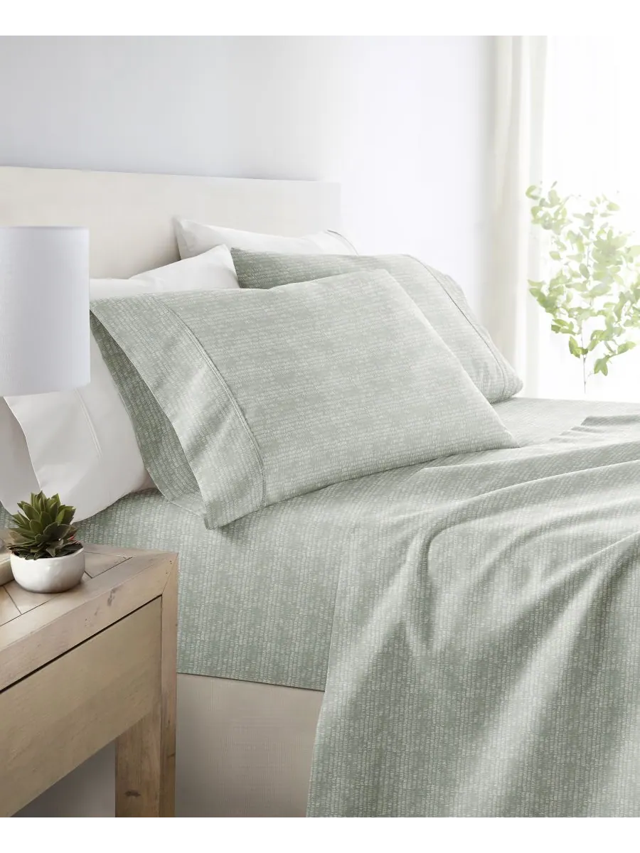 Комплект постельного белья Soft Lines из 4 предметов, размер King ienjoy Home — изображение 3 из 4, зеленый