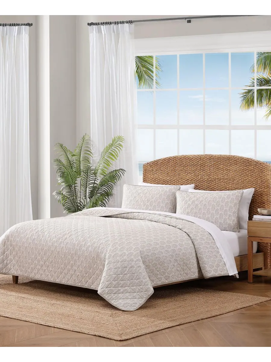 Комплект постельного белья Tommy Bahama Fronds из хлопка, двусторонний, 3 предмета, размер King — изображение 2 из 9, хаки