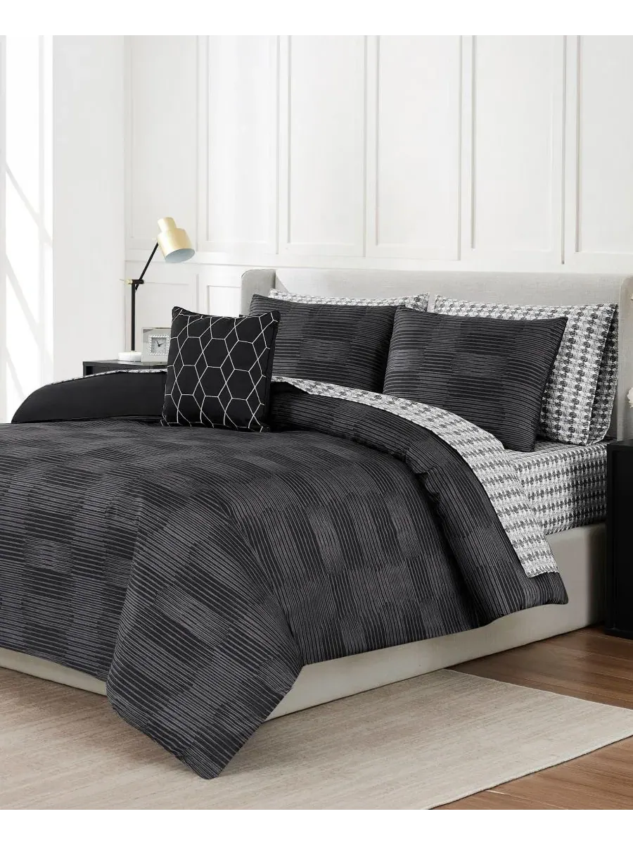 Комплект постельного белья Oslo Stripe 8-Piece Nine West — изображение 2 из 11, черный