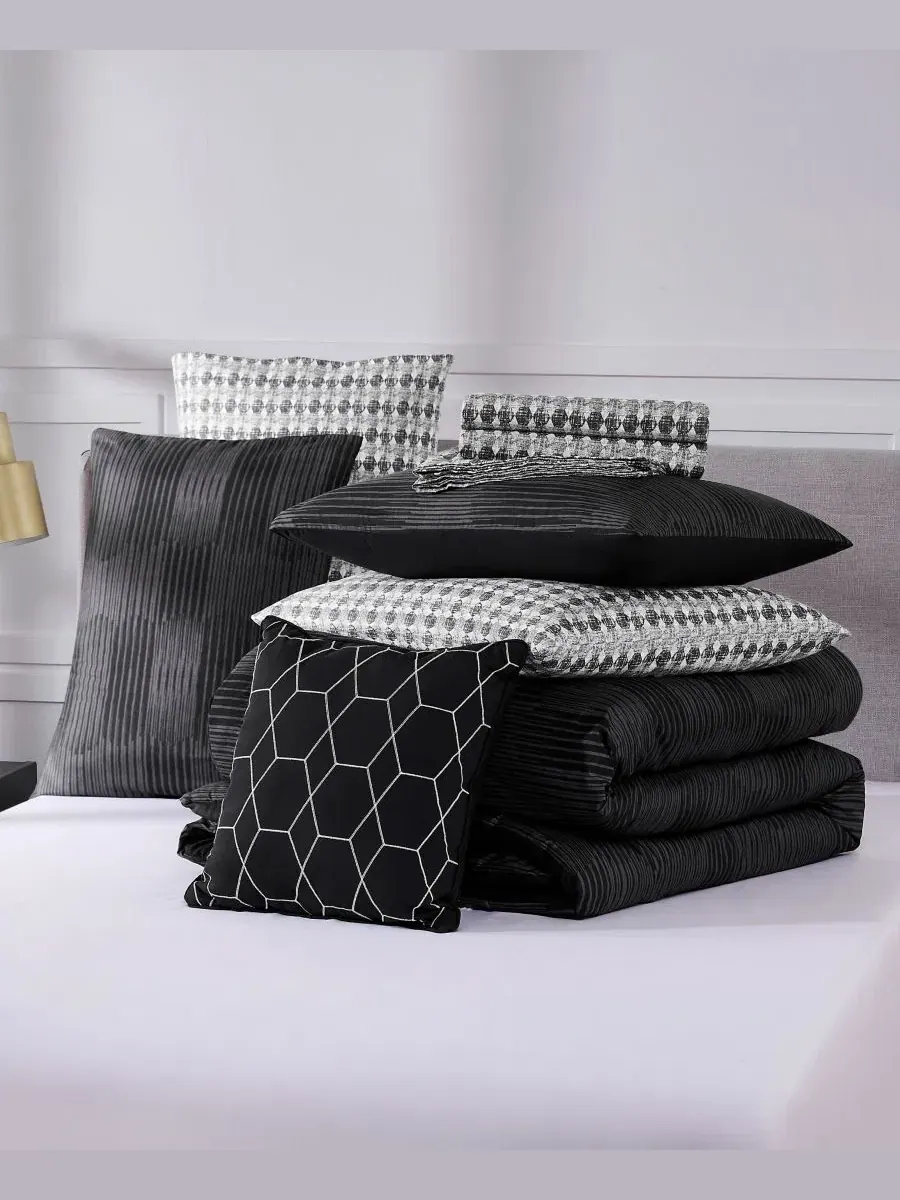 Комплект постельного белья Oslo Stripe 8-Piece Nine West — изображение 7 из 11, черный