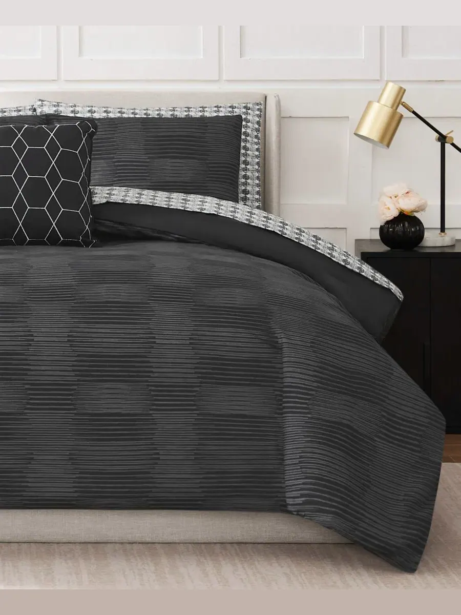 Комплект постельного белья Oslo Stripe 8-Piece Nine West — изображение 10 из 11, черный