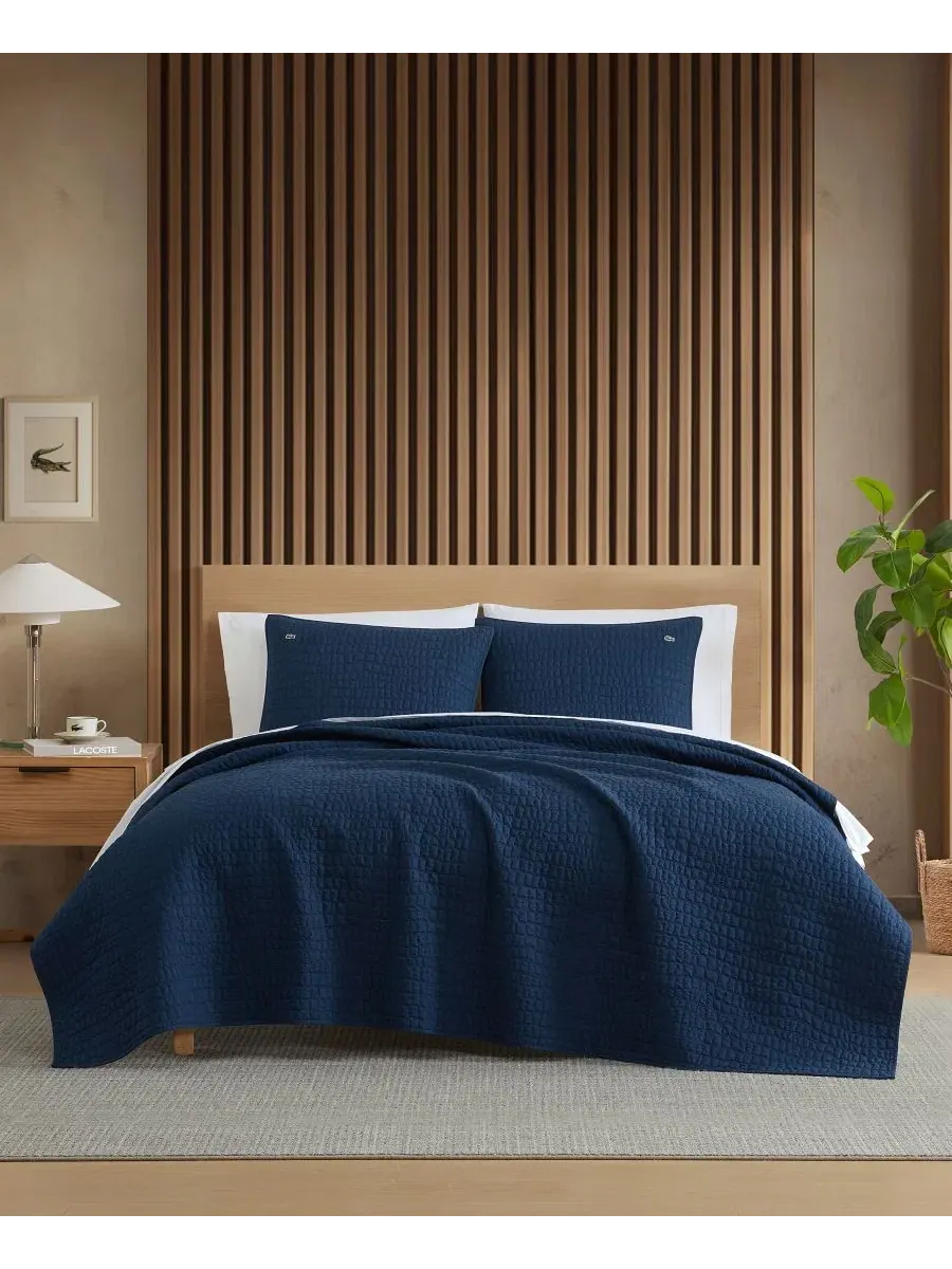 Комплект стеганого одеяла с наволочкой, размер Twin, с узором Croc Scale Lacoste Home